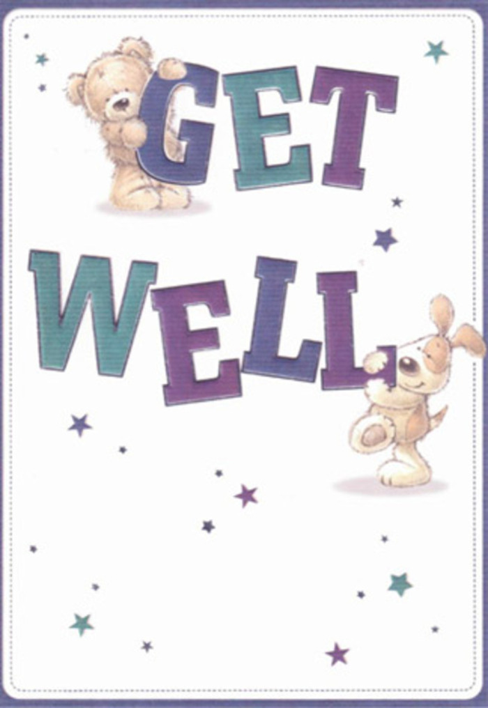 Effervescent with charm and gentle encouragement, this illustrated get well card embodies the nurturing character found throughout Docklands' riverside neighbourhoods. At its centre, a delightfully fluffy bear and a wide-eyed puppy, both rendered in velvety brushstrokes, frolic among sweeping, oversized letters shaded in cheerful purples and aquamarines. Star motifs shimmer all around, reminiscent of the first evening lights twinkling by the Thames, infusing the design with hope and possibility. The tactile appeal of the animals stands out-each tuft and floppy ear is lovingly detailed, suggesting the same inviting warmth you might find in a hug from a friend after a long walk in Mudchute Park. The bold, easy-to-read text seems to spring forward, acting as both visual anchor and celebration. This card-like a Docklands Flowers delivery sent to brighten a flat near West India Quay-conveys emotional support with authenticity and care. Every element, from soft blushes in the bear's cheeks to the playful arcs of scattered stars, is arranged to reassure and uplift, making this a wonderfully comforting choice for anyone in need of encouragement and light.